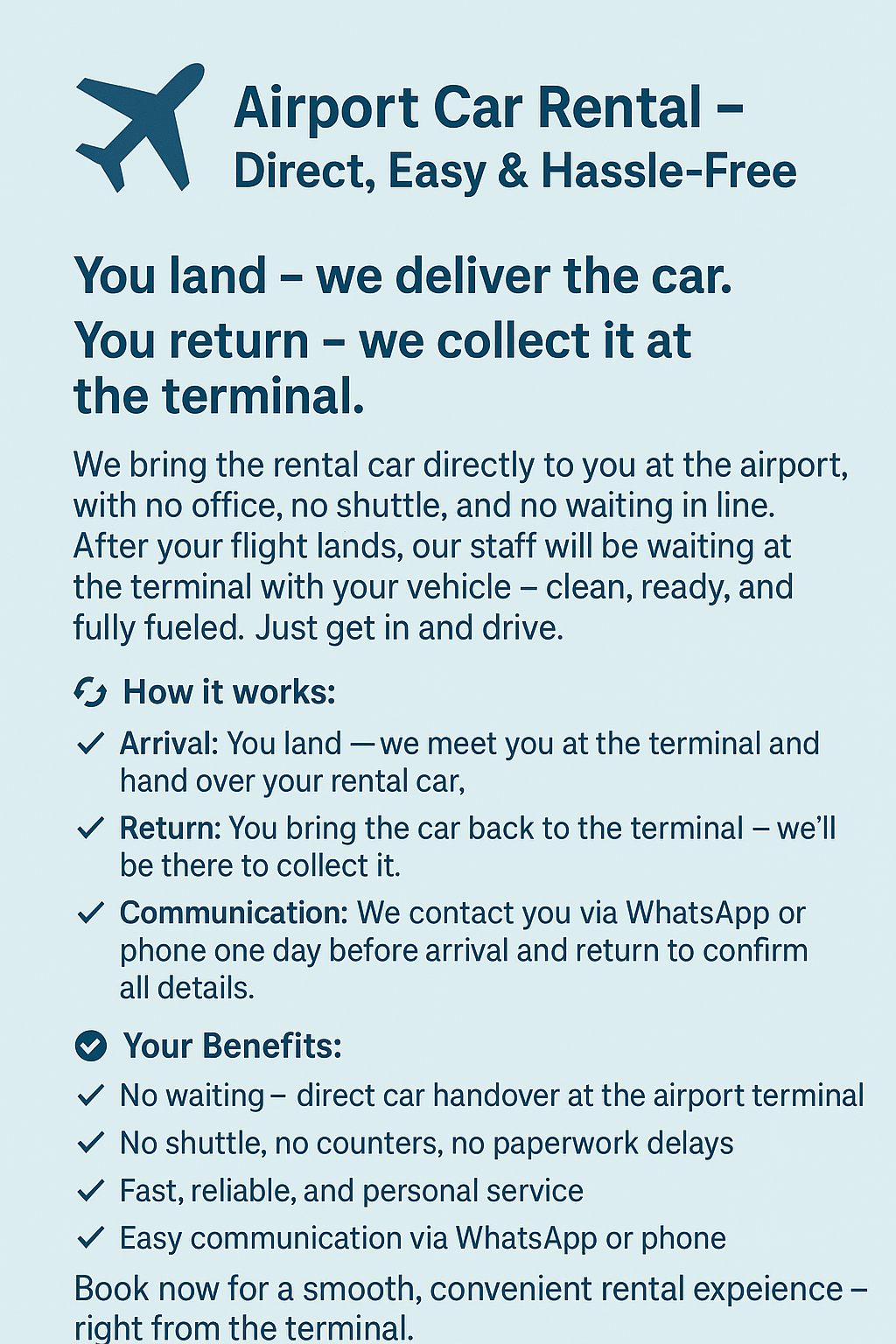 Airport Car Rental — Direct, Easy & Hassle-Free